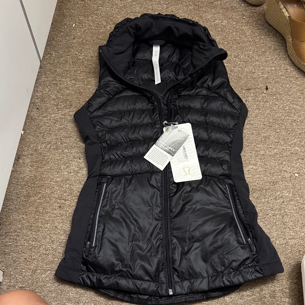lululemon athletica Black Hooded Quilted Puffer Vest